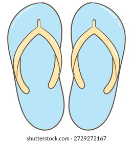 Pair of Light Blue Flip-Flops Illustration