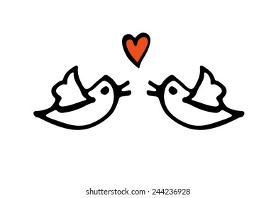 Pair of lovebirds isolated on white background.