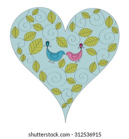 Pair of lovebirds vector background