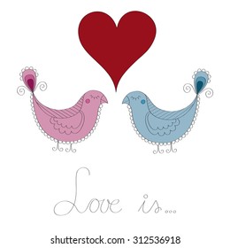 Pair of lovebirds vector background