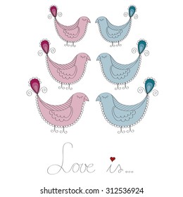 Pair of lovebirds vector background