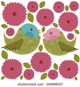 Pair of lovebirds vector illustration