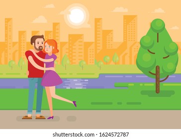 A pair of lovers in a city park