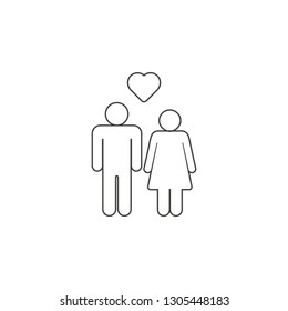 A pair of lovers, a girl and a guy icon. Simple thin line, outline vector of valentines day, love icons for UI and UX, website or mobile application
