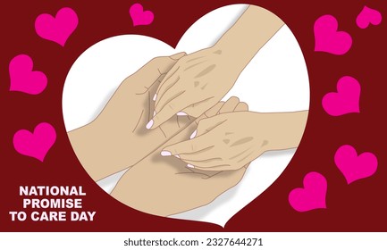 a pair of lovers' hands in a white love frame with a love background commemorating National Promise to Care Day
