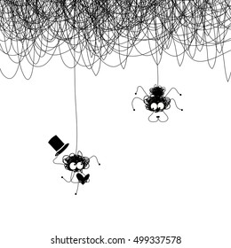a pair of lovers of spiders on the web.