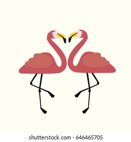 Pair of loving flamingos