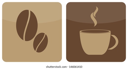 pair of low-contrast coffee icons vector for design