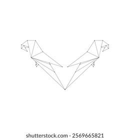 Pair Macaw, Ara, Parrot Polygonal Lines, can use for Logo, Pictogram, Bird Figure, Website, Apps, or Graphic Design Element. Vector Illustration