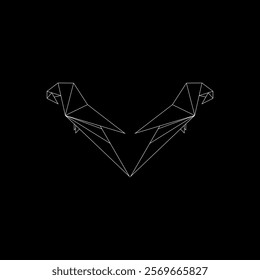 Pair Macaw, Ara, Parrot Polygonal Lines, can use for Logo, Pictogram, Bird Figure, Website, Apps, or Graphic Design Element. Vector Illustration