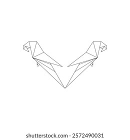 Pair Macaw, Ara, Parrot Polygonal Lines, can use for Logo, Pictogram, Bird Figure, Website, Apps, or Graphic Design Element. Vector Illustration