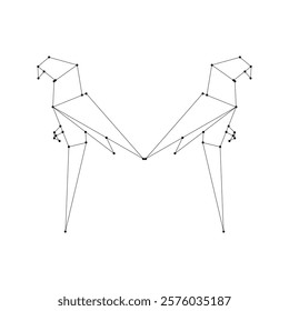 Pair Macaw, Ara, Parrot Polygonal Lines, can use for Logo, Pictogram, Bird Figure, Website, Apps, or Graphic Design Element. Vector Illustration