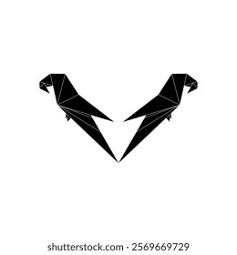 Pair of the Macaw, Ara, Parrot Shape Inspired by Origami Form, can use for Logo, Pictogram, Bird Figure, Website, Apps, or Graphic Design Element. Vector Illustration
