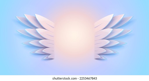 Pair of magic wings. Stylish banner with copyspace place for text or logo. Fairy tale design element. Vector illustration