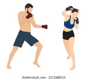 pair of male and female MMA fighter standing in a pose