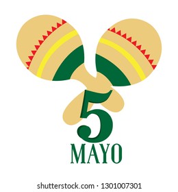 Pair of maracas. Cinco de mayo. Vector illustration design