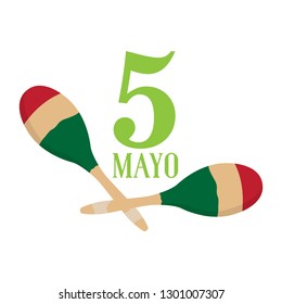 Pair of maracas. Cinco de mayo. Vector illustration design