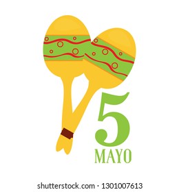 Pair of maracas. Cinco de mayo. Vector illustration design