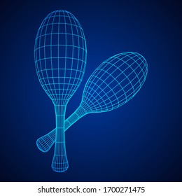 Pair of maracas. Connection structure. Vector low poly wireframe mesh illustration