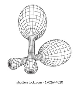 Pair of maracas. Connection structure. Vector low poly wireframe mesh illustration