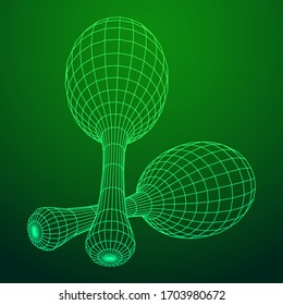 Pair of maracas. Connection structure. Vector low poly wireframe mesh illustration