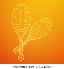 Pair of maracas. Connection structure. Vector low poly wireframe mesh illustration