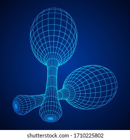 Pair of maracas. Connection structure. Vector low poly wireframe mesh illustration