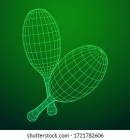 Pair of maracas. Connection structure. Vector low poly wireframe mesh illustration