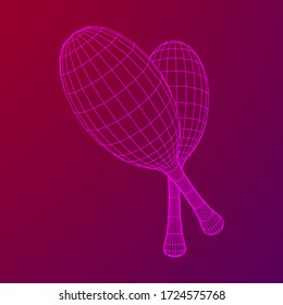 Pair of maracas. Connection structure. Vector low poly wireframe mesh illustration