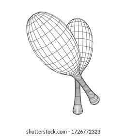 Pair of maracas. Connection structure. Vector low poly wireframe mesh illustration