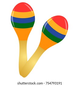 Pair of maracas isolated on white background, Vector illustration