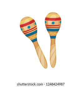 Pair of maracas percussion musical instrument vector Illustration on a white background