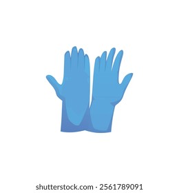 Pair of medical gloves flat vector icon. Blue disposable nitrile gloves. Personal protective equipment. Prevention against viruses and bacteria. Concept of hygiene, protection