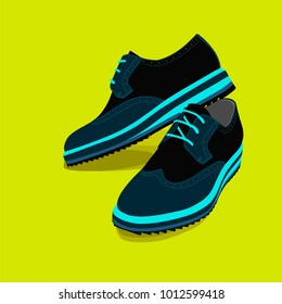 pair of men shoes in green background