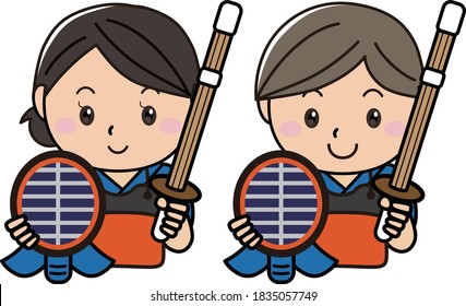 A Pair Of Men And Women Who Wear Sports, Martial Arts, Kendo, And Kendo Clothes And Laugh