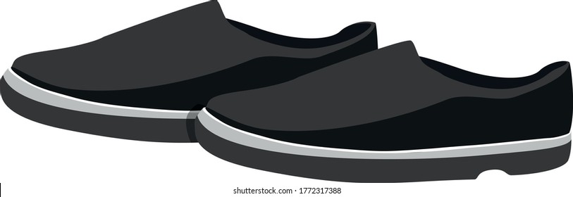 A pair of men's black shoes. Vector color isolated image.