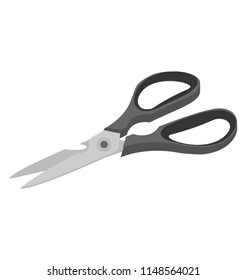 
Pair of metal blades attached with ring shaped handles to make finger gripping, showcasing scissor icon
