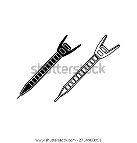 A pair of metal fasteners or clips are shown in the image. Vector