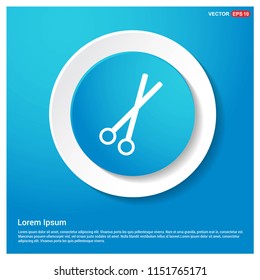 Pair of metal scissors icon Abstract Blue Web Sticker Button - Free vector icon