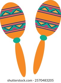  A pair of Mexican maracas. Vector illustration.