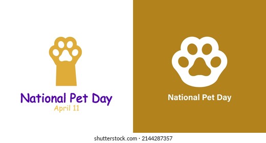 Pair of Minimalist National Pet Day celebrated in April 11 Greeting with paws. Vector Illustration.  For social media posts, cards, posters, templates.