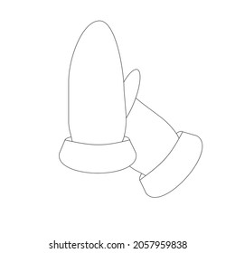 A pair of mittens. Contour vector image without patterns. Suitable for the fashion industry, as a design drawing, an icon or an ideology for dls catalogs, for clothing websites 