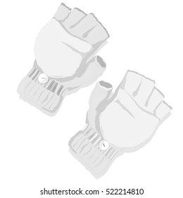 Pair of mittens on white isolated