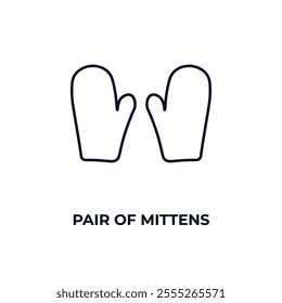 pair of mittens outline icon. Linear vector from fashion concept. Thin line pair of mittens icon isolated on white background
