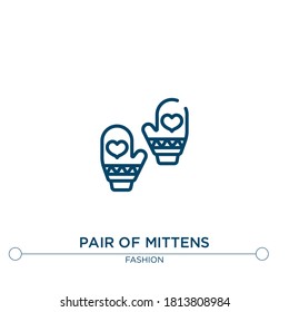icono de vector de contorno del par de mitones. ilustración de elemento simple. icono de contorno de pares de mitones a partir del concepto de moda editable. se puede usar para web y móvil
