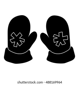 Pair of mittens with snowflake icon in simple style on a white background vector illustration