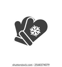 A pair of mittens with snowflake vector icon. filled flat sign for mobile concept and web design. Winter Mittens glyph icon. Warmth and protection symbol, logo illustration. Vector graphics