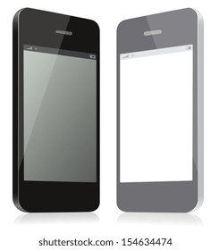 Pair of models smartphones. Black and gray. Illustration of empty layouts. Vector