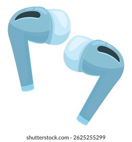 Pair of modern wireless earphones is lying on a white background