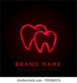 Pair of molars red chromium metallic logo